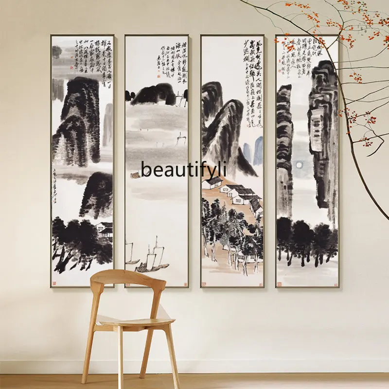 

yj New Chinese Style Living Room Decorative Painting Sofa Background Wall Painting Restaurant Aisle Corridors Hallway Wall Mural