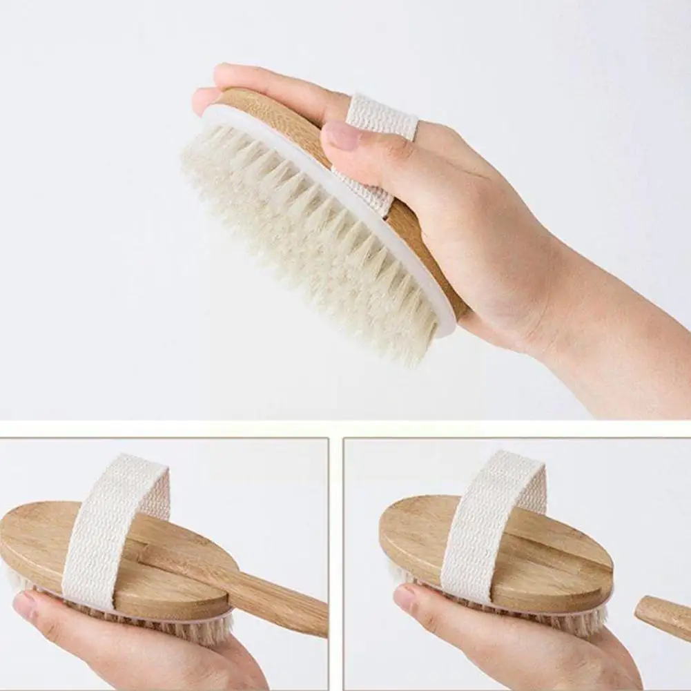 

Long Handle Body Brush Wood Handle Shower Body Brush Massager Exfoliating Scrubber Back Clean Removable Brush Bathing Brist H3i5