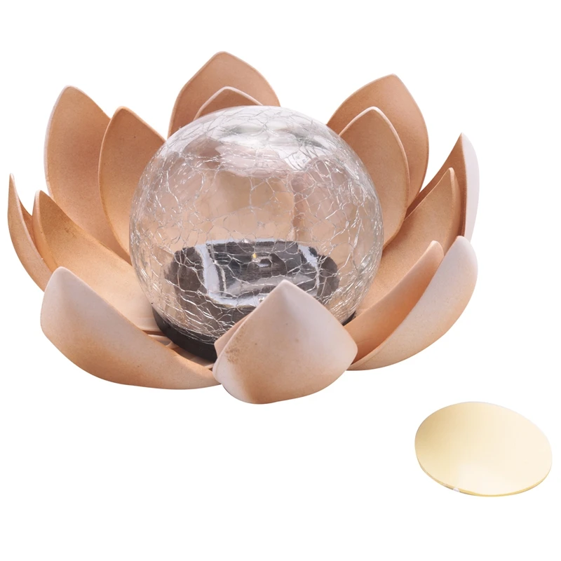 

Outdoor Solar Light Lotus Flower Light For Garden Decoration Waterproof Solar Amber Cracked Glass Ball Light