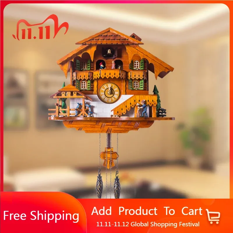 

Creative Living Room Wall Clock Modern Design Wood Watches Cuckoo Clocks Relogio Parede Time Reloj Pared Household Goods 60A0861