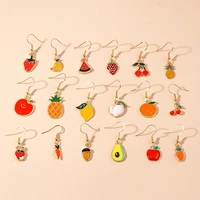 mix new cute fruits earrings apple cherry lemon pineapple strawberry earrings drop earrings for women jewelry accessories