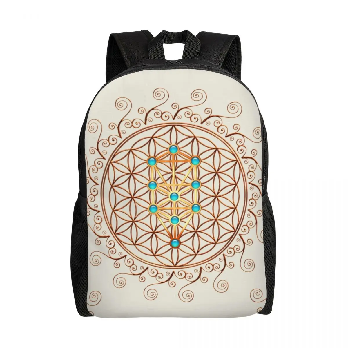 

Flower Of Life Backpack for Men Women Waterproof College School Sephiroth Sacred Geometry Mandala Bag Print Bookbag