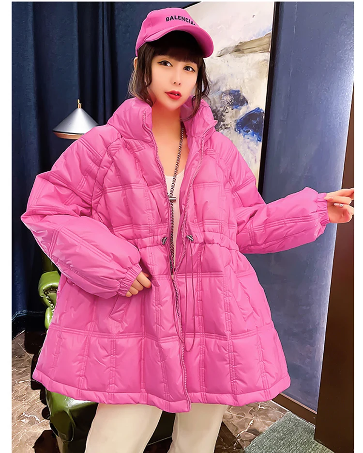 Candy Color Cotton-padded Jacket Women's Winter 2023 New Loose Korean Puffy Coat Warm Hooded Bright Outwear Pregnant Can Wear