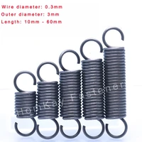 51015203050 pcs hook tension spring 0 3mm pullback spring coil wire dia 0 3mmouter dia 3mmlength 10 60mm extension spring