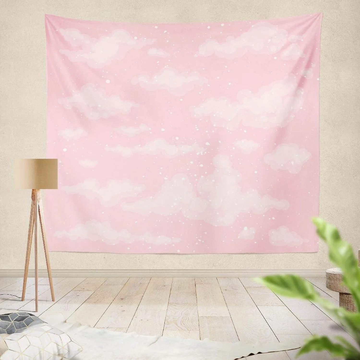 

Pink and Blue Sky Tapestry Wall Hanging Wall Art Fabric Decorative Blanket Beach Towel Tapestry for Girl Bedroom Home Decor