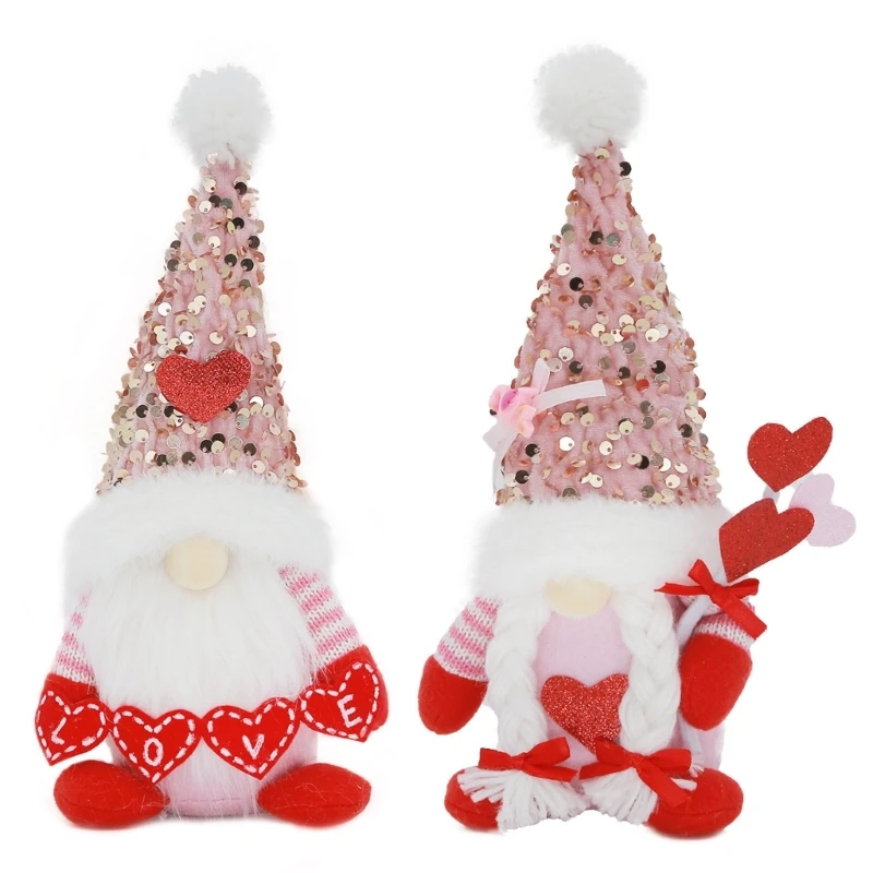 

2pcs Gnomes Valentine Day Decorations Plush Mr and Mrs Scandinavian Tomte Gnome