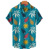 2022 mens coconut tree print hawaiian shirts summer fashion casual loose linen short sleeve beach tops 5xl