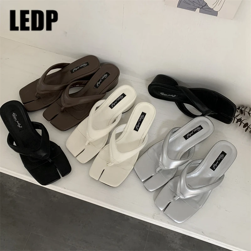 

Split Clip Toe Slippers Female Designer Trend Women Thick Heel Fashion Pump Dress Summer 2023 New Ladies Outside Flip Flop Shoes
