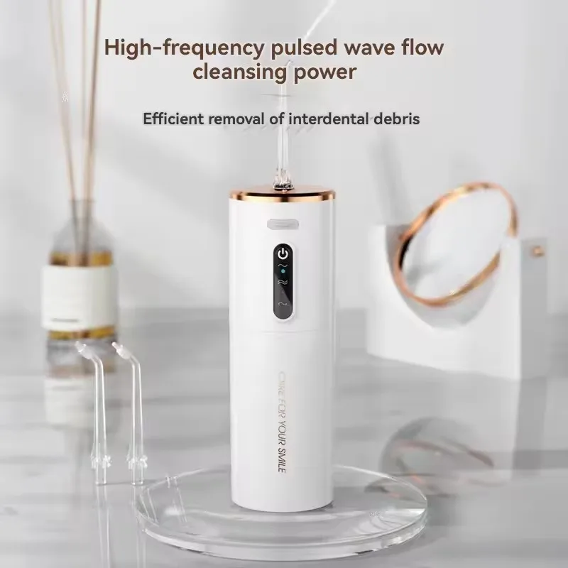 Фото Водяная нить, USB перезаряжаемый ирригатор для полости рта, 280 мл, электрическая чистка зубов, 3 режима, водонепроницаемый ирригатор, портативный резервуар для воды, чистка №4