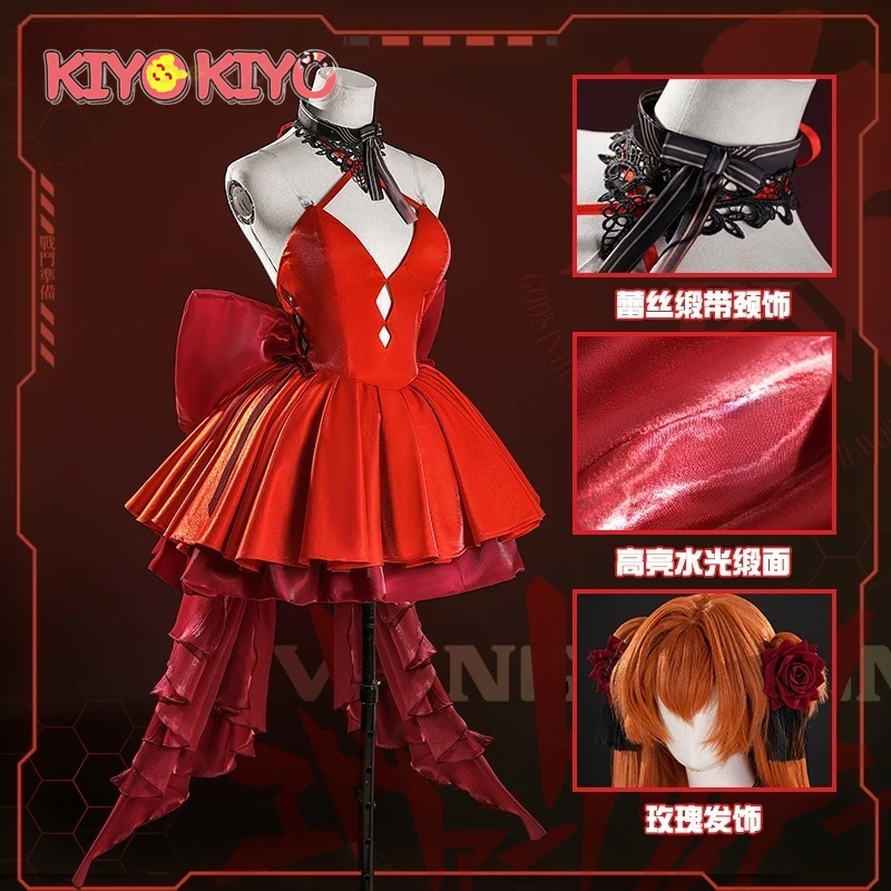 Фото KIYO-KIYO аниме Asuka Langley карнавальный костюм женский nikk аниме вечерняя вечеринка сексуальное красное платье костюм на Хэллоуин №1