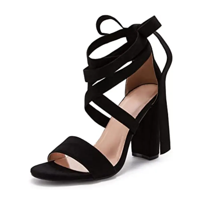 

Women's Open Round Toe Sandals Solid Color Trendy Summer New All Match Elegant Ankle Strap Popular Comfy High Thick Heel Sandals