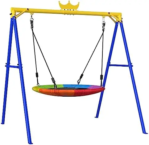

Swing Sets for Backyard, 440lbs Swing Set Outdoor for Kids, Heavy Duty Frame with U-Shape Design Swingset for Kids, Outdoor Play
