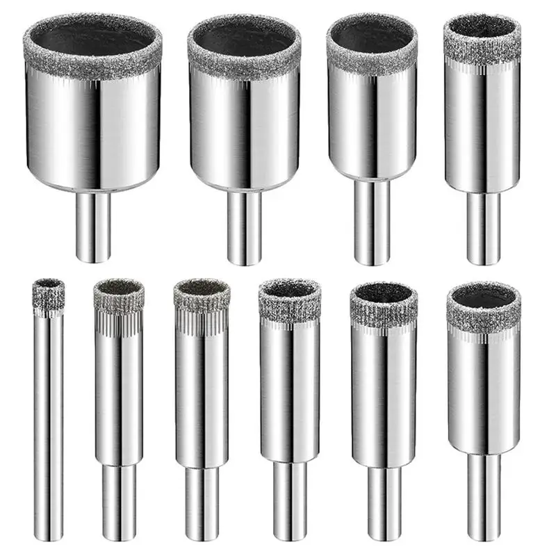 

Diamond Drill Bit Set 10pcs Sturdy Tile Ceramic Hollow Core Extractor Remover Tool Hole Saw Set For Granite Stone Glass