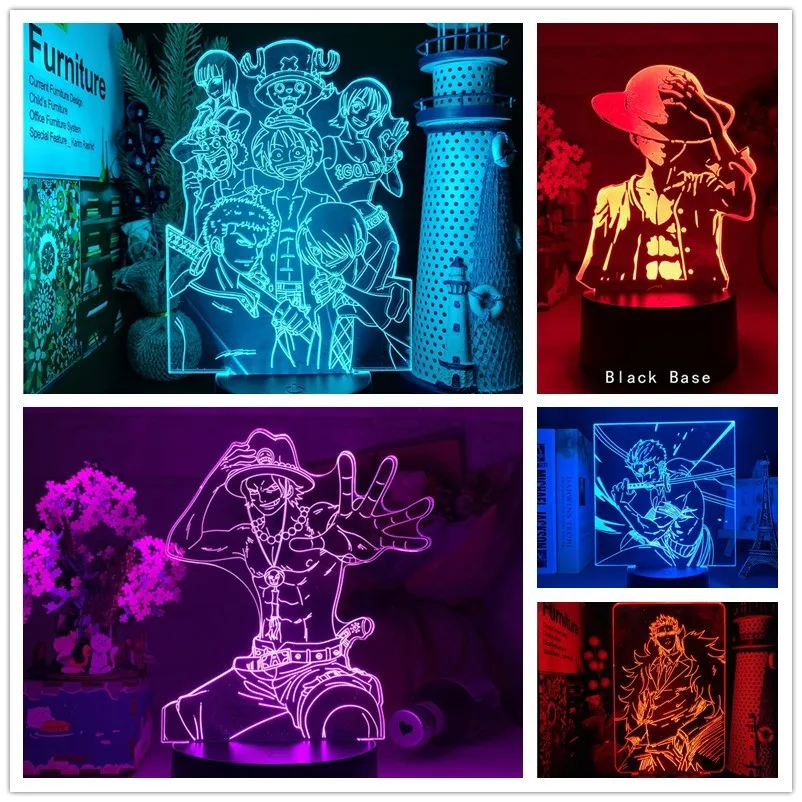 

One Piece Luffy LED Zoro Ace Sanji Nami 3D Night Light Birthday Christmas Valentine Gift