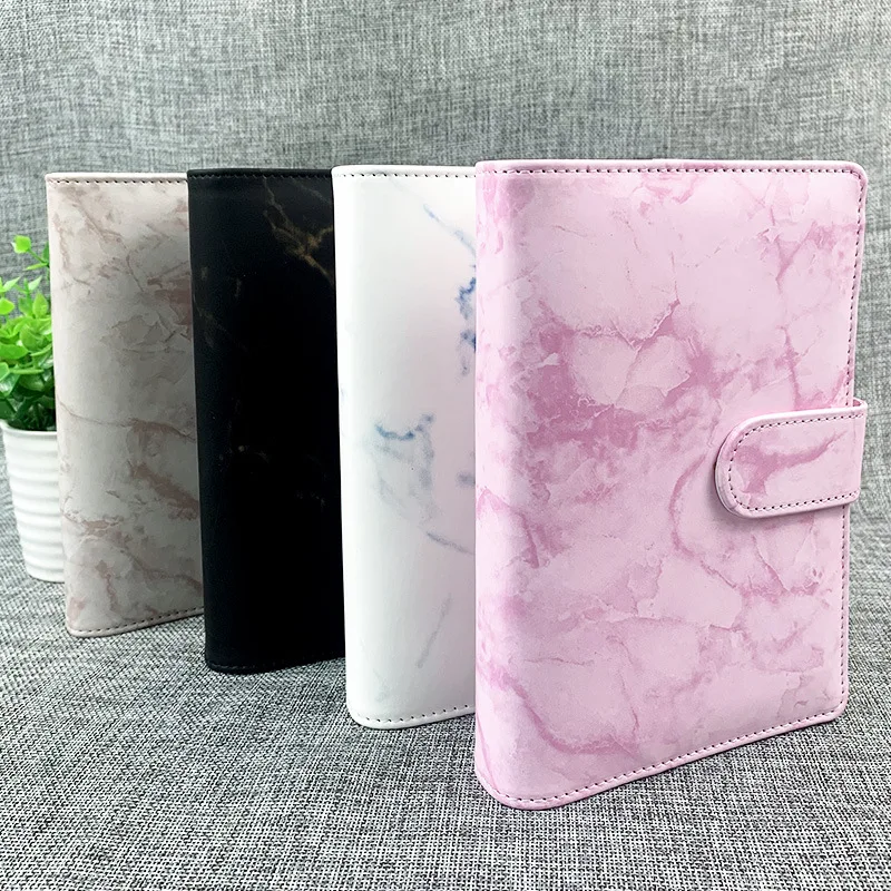 

2022 New A6 Marble PU Binder Notebook DIY Binder Notebook Cover Diary Agenda Planner Paper Cover School Stationery