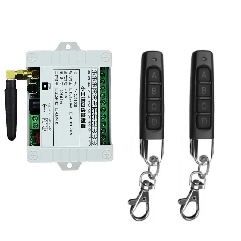 

DC 12 В 24 в 36 В 10A 433 МГц 4-канальное беспроводное реле Радиочастотный пульт дистанционного управления переключатель приемник передатчик больш...