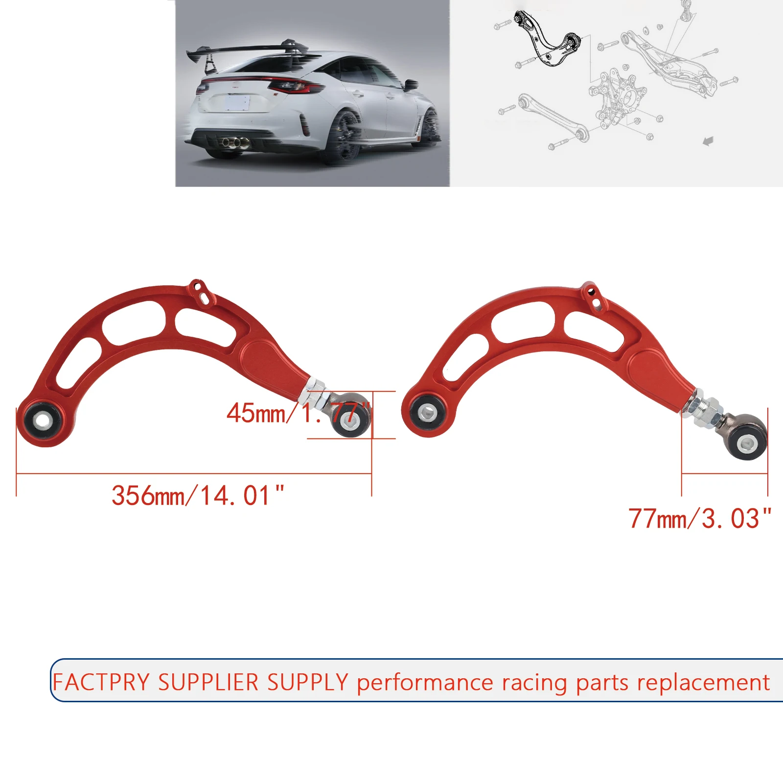 Комплект регулируемых задних рычагов пара для Honda Civic FC FK 1.5T Type R FK8/FL5 2017+ 2016-2021 гг.