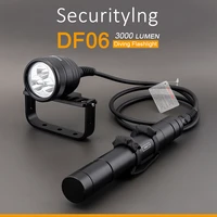 securitying diving primary flashlight 3000lm led narrow beam dive light underwater 150m with 1 22m line scuba split type torch