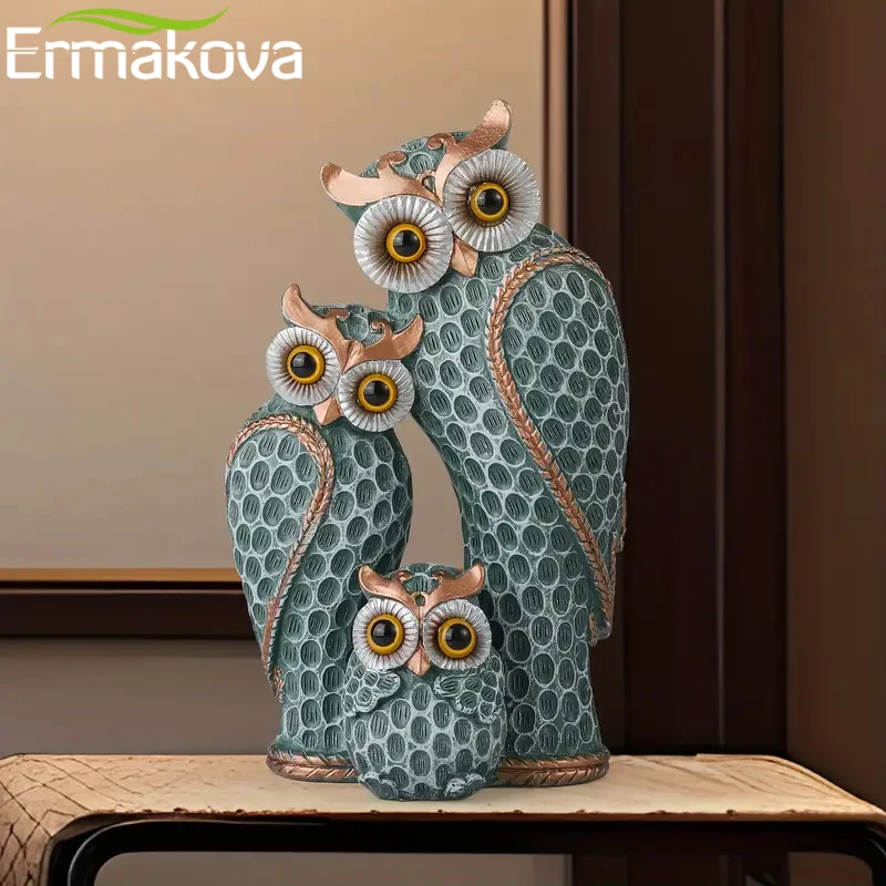ERMAKOVA 1 набор из 3 шт. семейная фигурка совы смолы современная минималистичная
