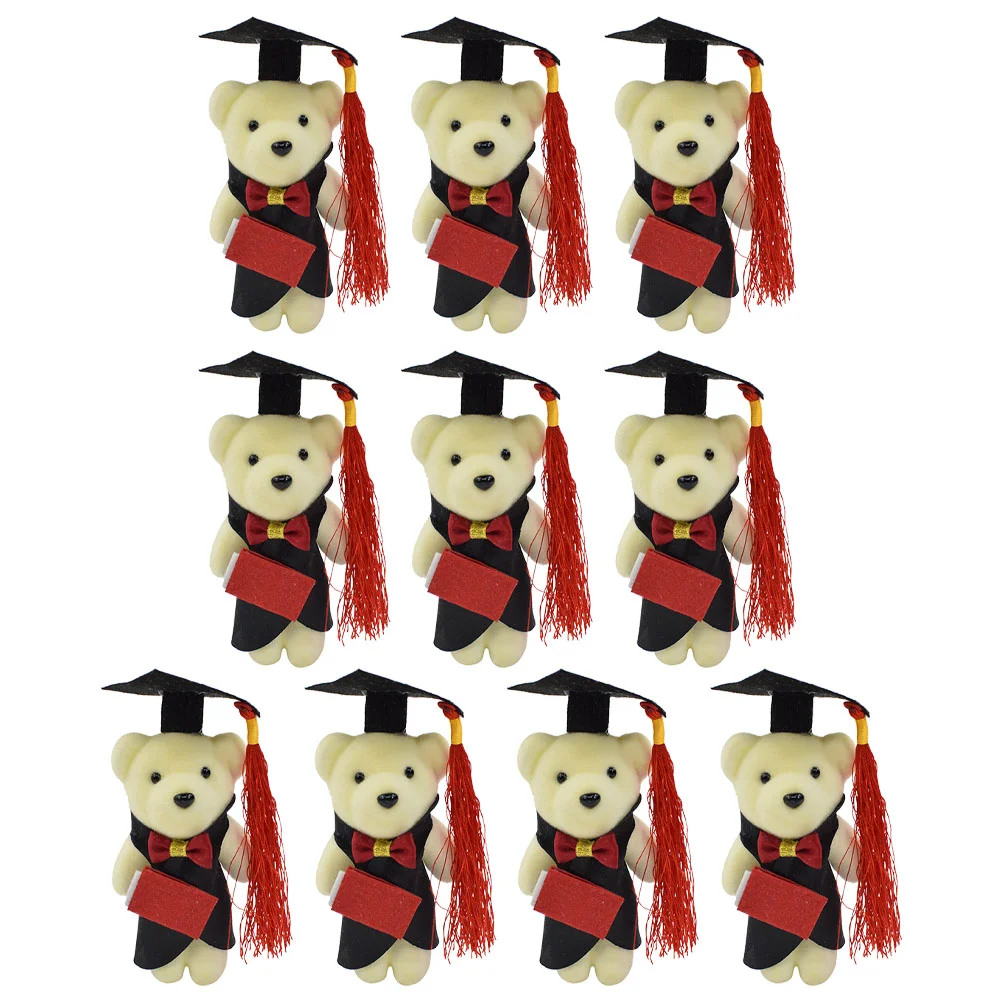 

10 Pcs Dr Bear Mini Graduation Bears Stuff Animal Baby Lovely Decors Cloth Adorn Graduate Preschool Figurines Bulk