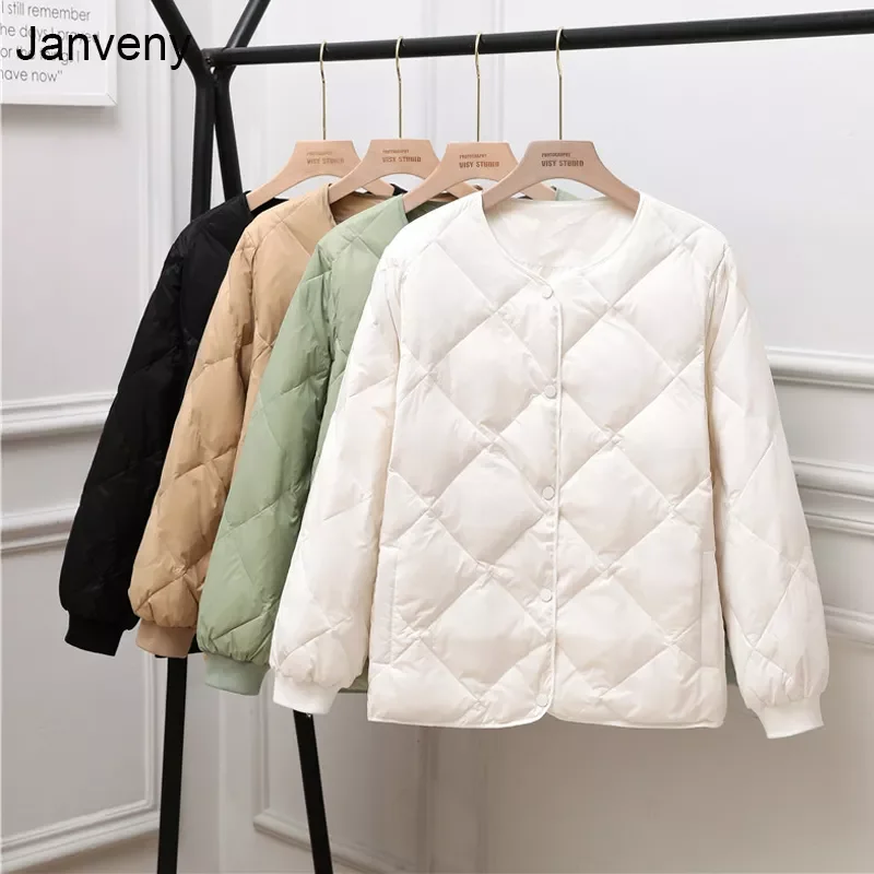 

2023New Women Ultra Light Down Jackets 2021 Autumn Winter 90% Duck Down Jacket Short Feather Coat Female Single Breasted Parkas