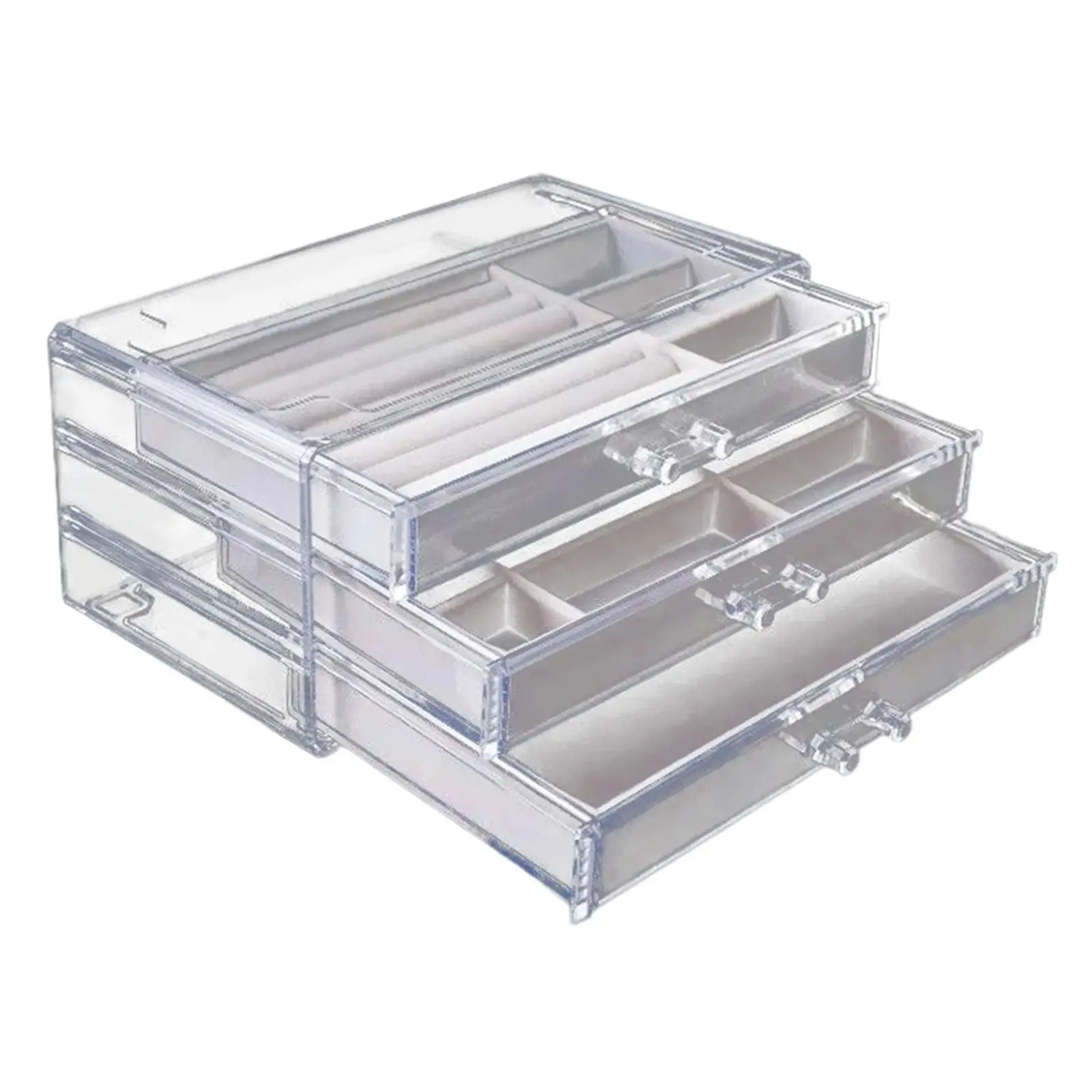

3 Layer Jewelry Box Organizer Acrylic Compact Inner Velvet Display for Bracelets Necklaces Earrings Girls Women Birthday Gifts