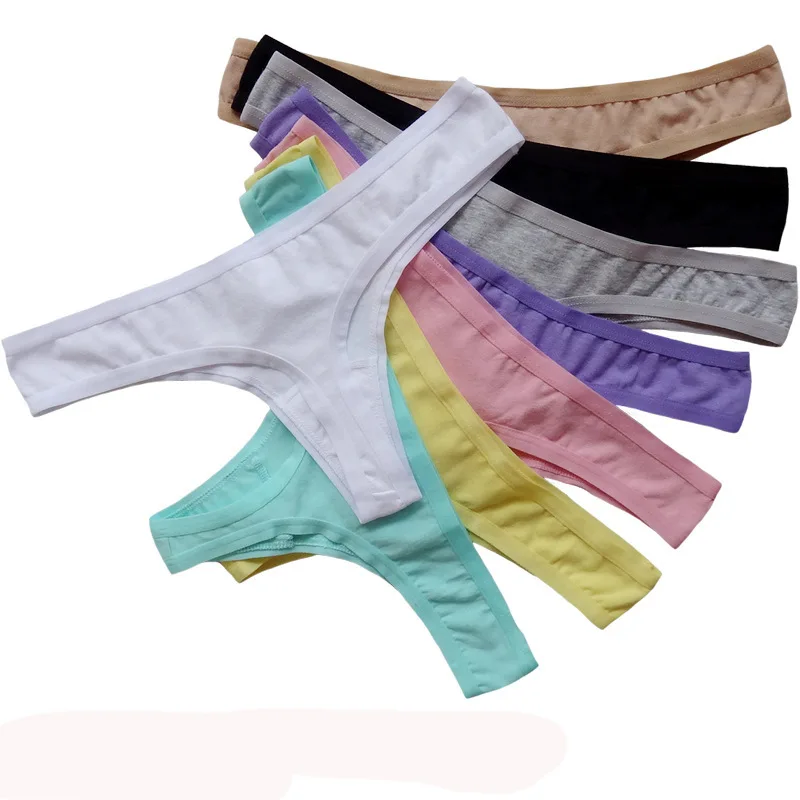 

Richkeda Store New 5 Pcs/lot Sexy Thongs Girls Tangas Seamless Cotton Briefs Lingeries Plus Size T Panty G String Panties Women