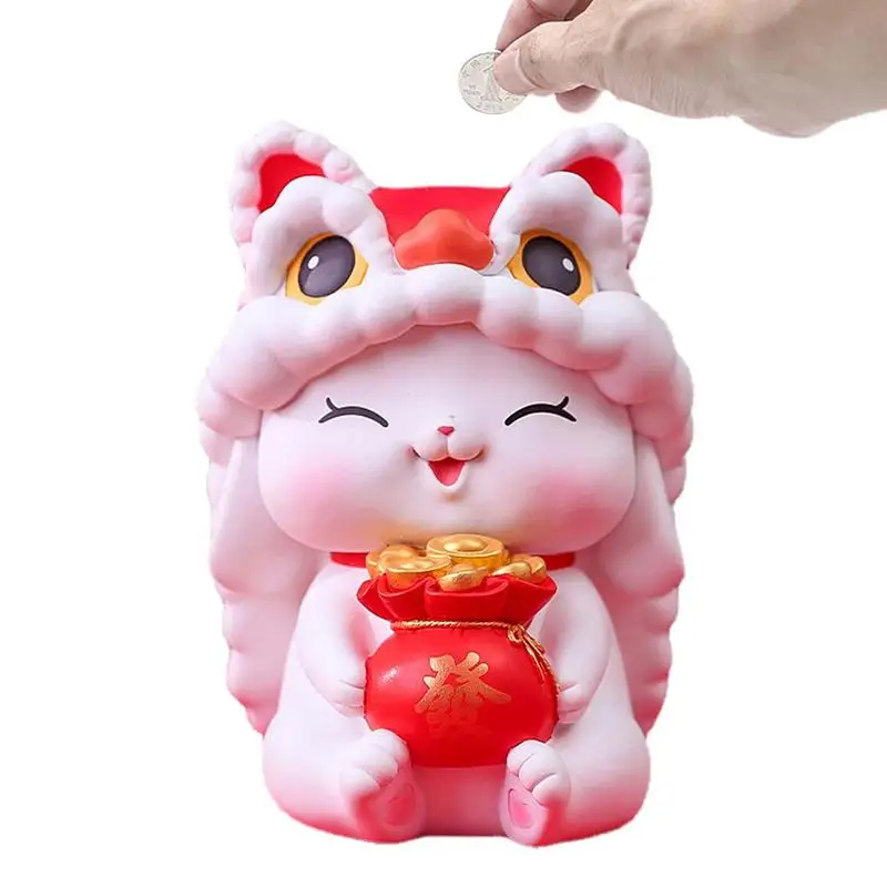 Chinese New Year Coin Bank Rabbit Year Of The Rabbit Figurine Bunny Piggy Banks Coin Saving Pot For Home Office Table Decoration