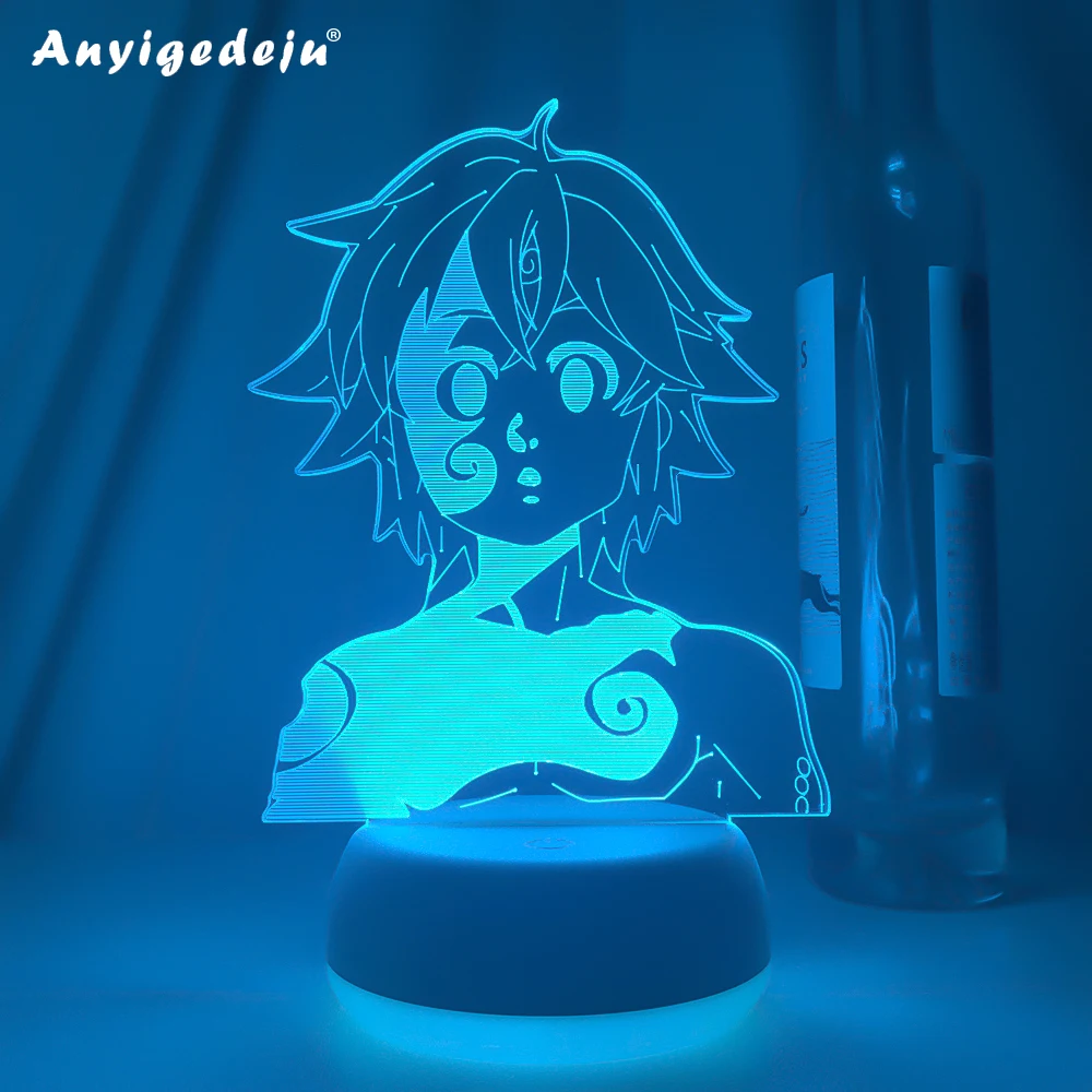 Japanese Manga The Seven Deadly Sins 3D Illusion Figurine Lamp Meliodas Silhouettes Hot Anime Night Light for Home Bedroom Decor