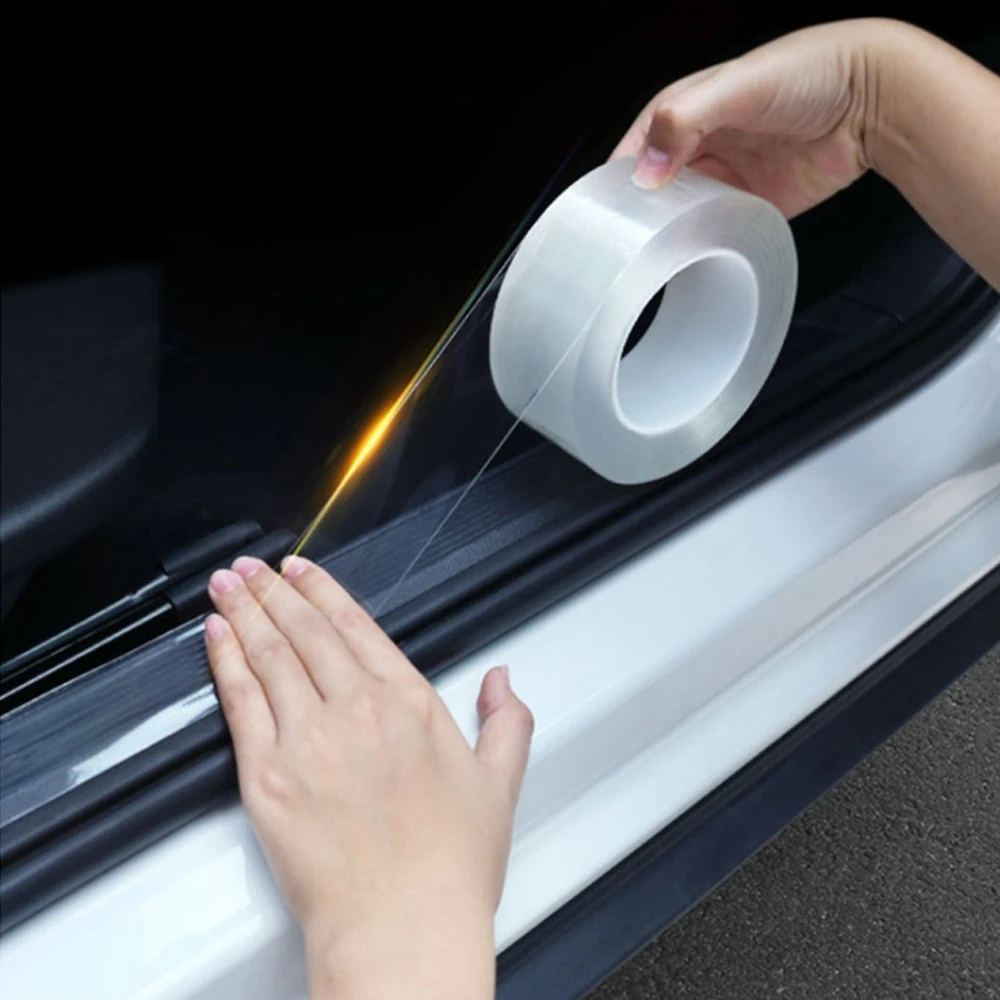 

Автомобильные наклейки Защита для края двери универсальное освещение для двери автомобиля прозрачная пленка с защитой от царапин стильные...