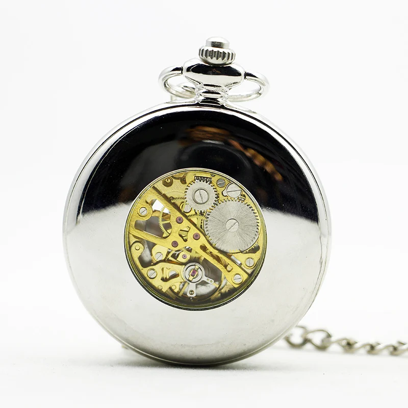 Star Surrounding Mechanical Pocket Watch Vintage Roman Numeral Display with Chain Pendant Unisex Student Gift