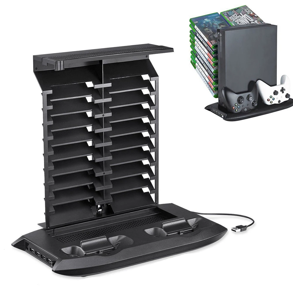 

Зарядная док-станция OSTENT 3 в 1 с USB-зарядкой, охлаждающий вентилятор, вертикальная подставка для хранения дисков для консоли Xbox One X