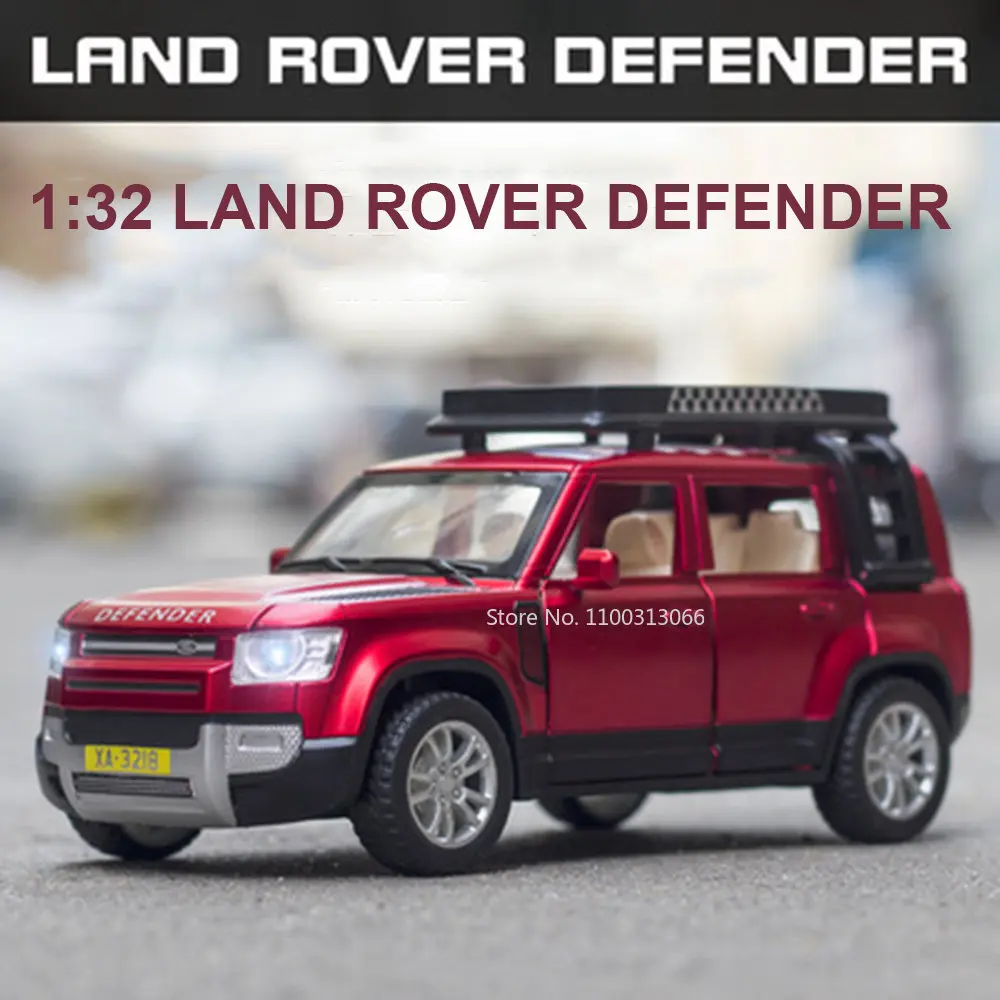 

1/32 Land Rover Defender Alloy Diecast Toy Car Model Doors Can Be Opened Pull Back Sound Light Metal Vehicle Toys Car Decorate