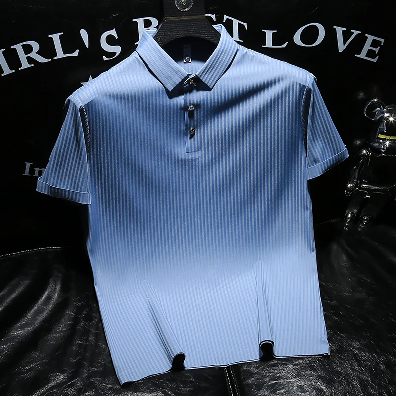 

Solid Color Polo Shirt Men Summer New High Quality Mens Short-sleeved Polo Shirt Ice Silk Men's Business Casual Polo Shirt R67