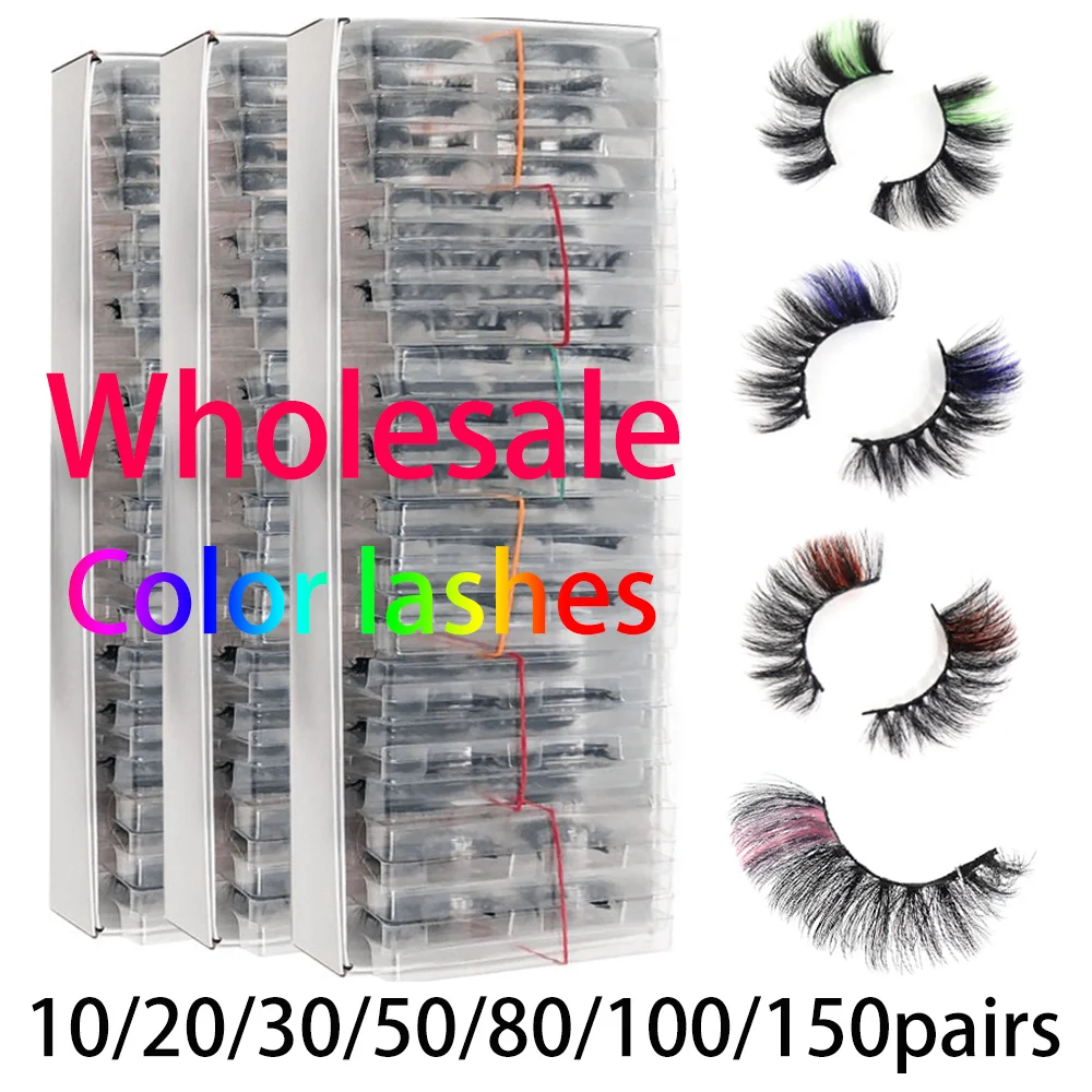 Eyelash Wholesale 5/10/50/100/200pairs Colored Lashes 3d Mink White Red Vendors Fake Lashes In Bulk Cilios Makeup