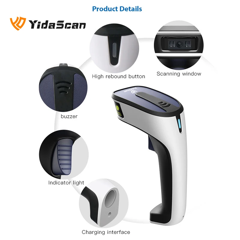Фото Модный беспроводной Bluetooth-считыватель QR-кодов YidaScan WS40 1D 2D, портативный сканер штрих-кода 3 в 1, проводной USB для Windows Android №4