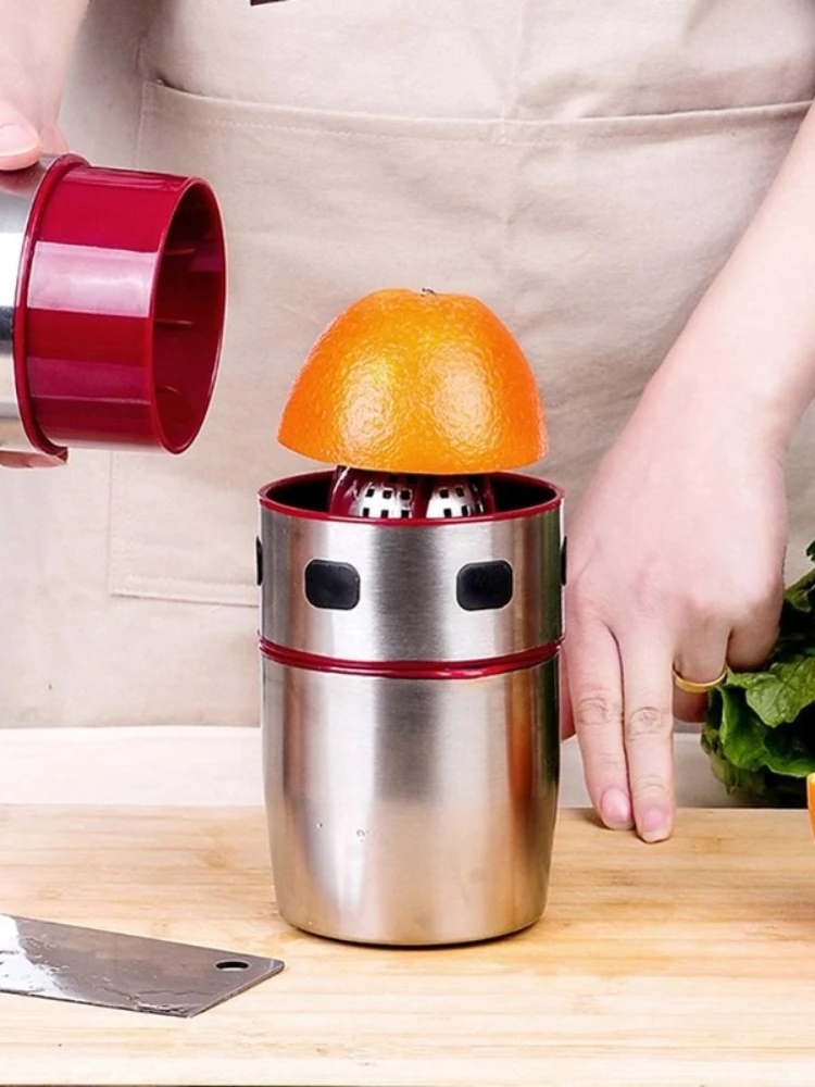 

Portable Stainless Steel Orange Juicer Blender Manual Lid Rotation Citrus Juicer Orange Juice Squeezer Blender Bottle