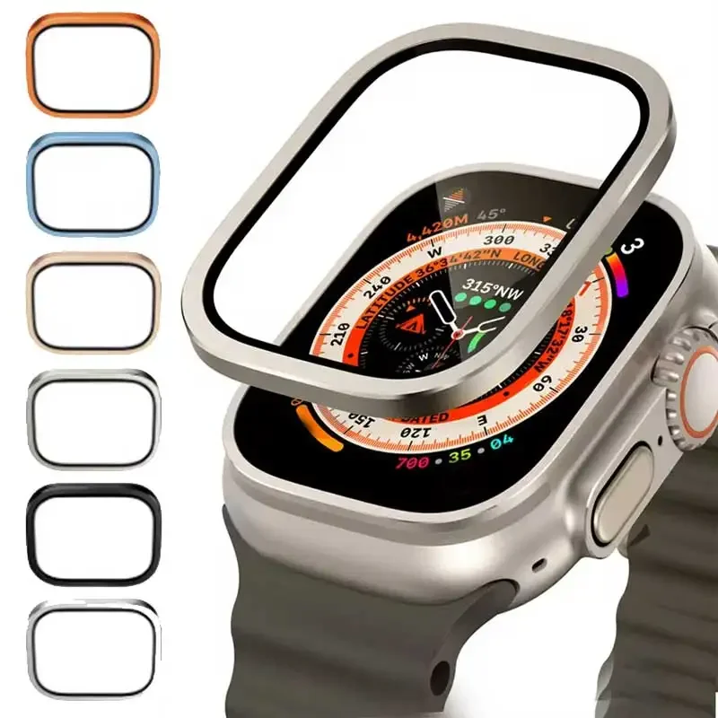 Закаленное стекло для Apple Watch Ultra 49 мм титановая металлическая рамка пленка против