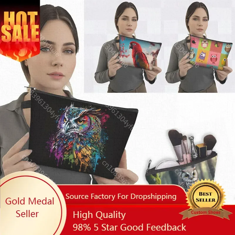 Милая косметичка в виде птицы совы попугая Женский органайзер для косметики