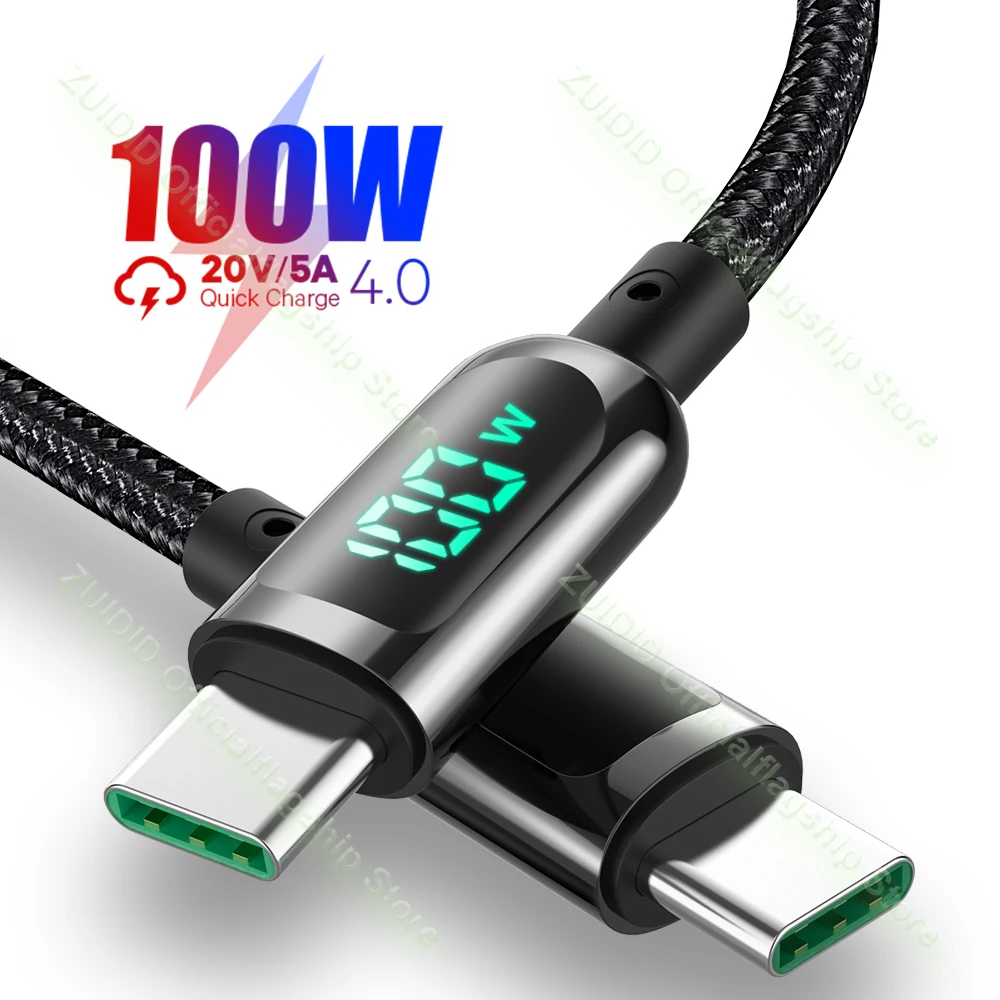 

Power Display USB C to USB Type C Cable for MacBook Pro QC4.0/3.0 PD 100W 5A Fast Charging for Samsung Xiaomi mi 10 Charge Cable