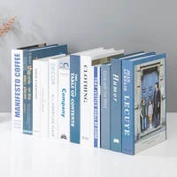 12pcs modern simple blue series fake book decor props simulation books living room tv cabinet furnishing accessories ornament