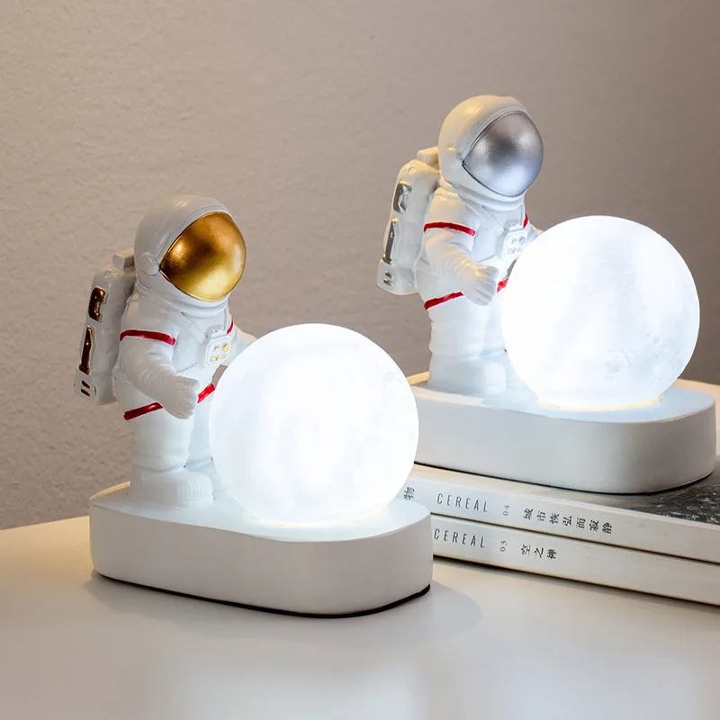 LED Astronaut Spaceman Moon Night Light Bedroom Bedside Desktop Creative Decoration Table Lamp Gift Night Lamp For Children Kids
