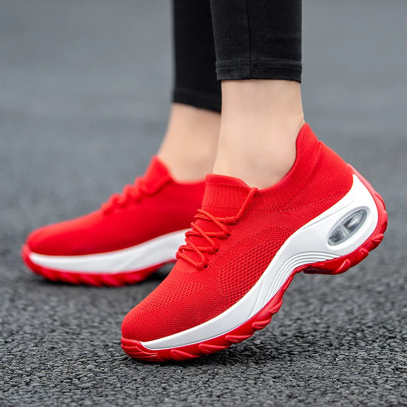 JIEMIAO High Quality Women Cushion Sneakers Breathable Platform Sport Running Shoes Outdoor Light Mesh Comfortable Casual Shoes