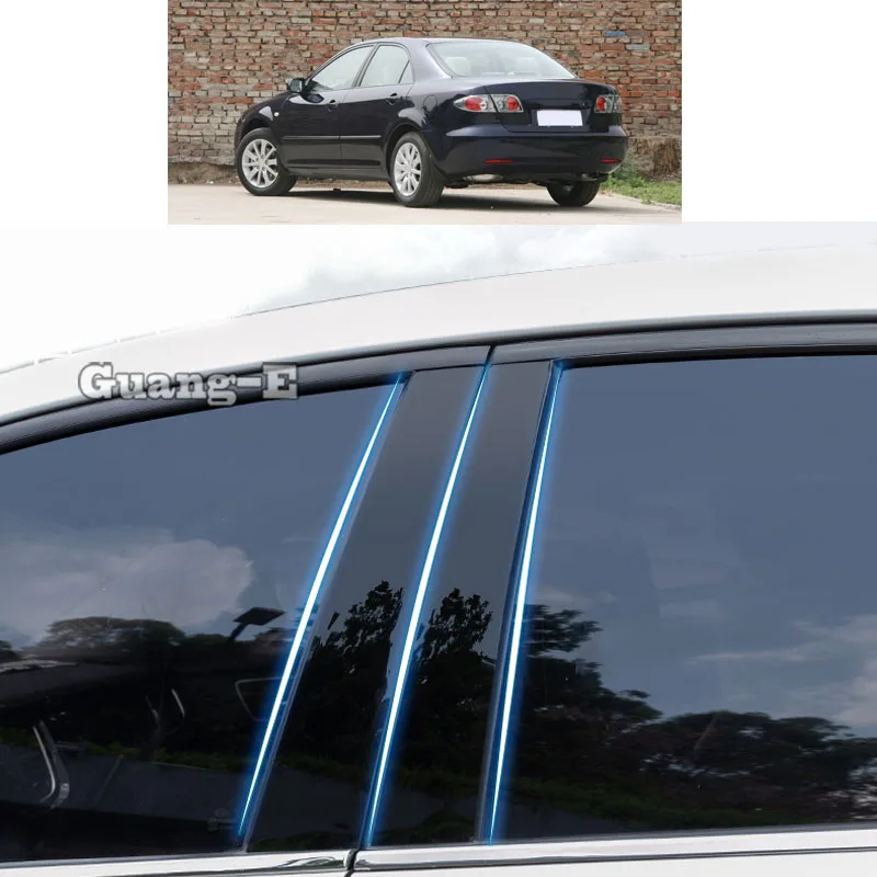 

Наклейка для Mazda 6 Mazda6 Sedan 2006-2013, из поликарбоната, столб, крышка двери, отделка окна, пианино, черная молдинговая наклейка, пластина 6 шт.
