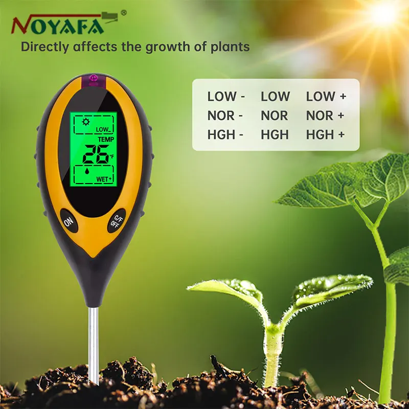

Цифровой измеритель PH почвы NOYAFA 4 в 1, измеритель влажности, температуры и освещенности, для садовых растений и сельского хозяйства