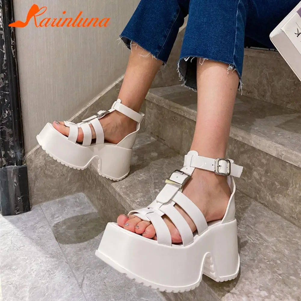 Chunky Heeled Platform Sandals For Women Summer 2023 Ankle Buckle Square Toe Sandals Simply Causal Open Toe Sandals Slipper Shoe