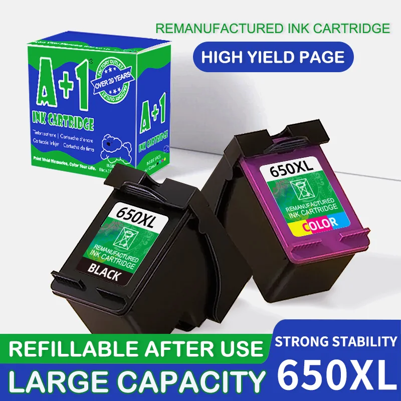 

A+1 Remanufactured Ink Cartridge 650XL Replacement for HP 650 XL for HP650 Deskjet 1015 1515 2515 2545 2645 3515 3545 4515 4645