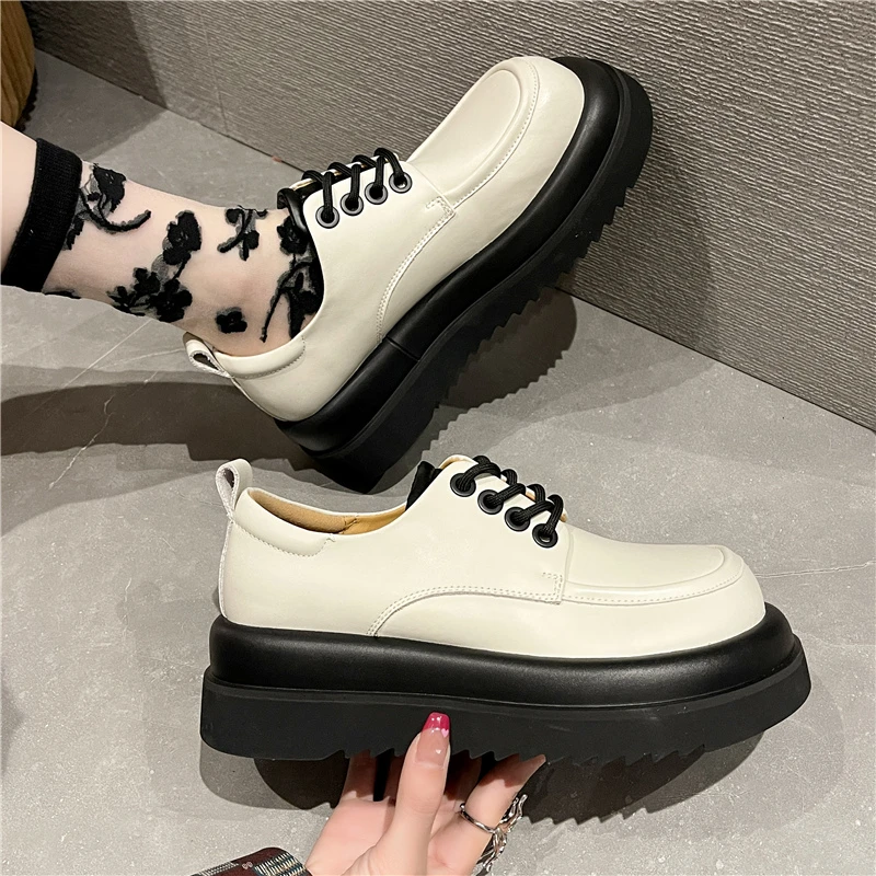 

Wedges Gothic Round Toe Platform Lolita Mary Jane Women's Pumps Lace Up Shoes 2022 Classic Fashion Loafers 35-40 Size