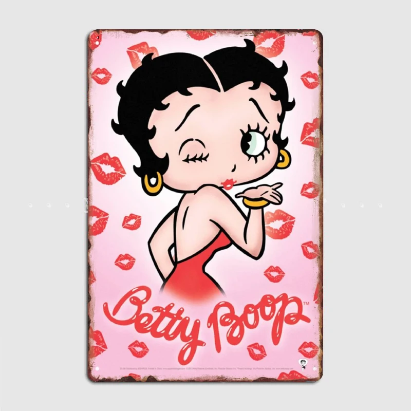 

Boop Bettys Kiss Sign Poster Metal Sign Wall Mural Kitchen Design Wall Decor Tin Sign Poster Room Decoration