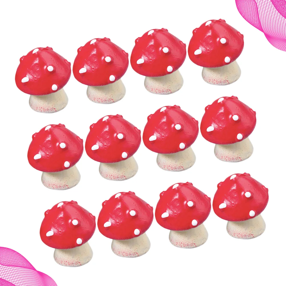 

Bedroom Home for Craft Tabletop Ornaments Chic Red Mushroom Shaped Desktop Decor 12pcs
